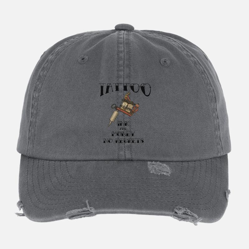Tattoo Machine INK & MONEY Flexfit Vintage Destroyed Cap