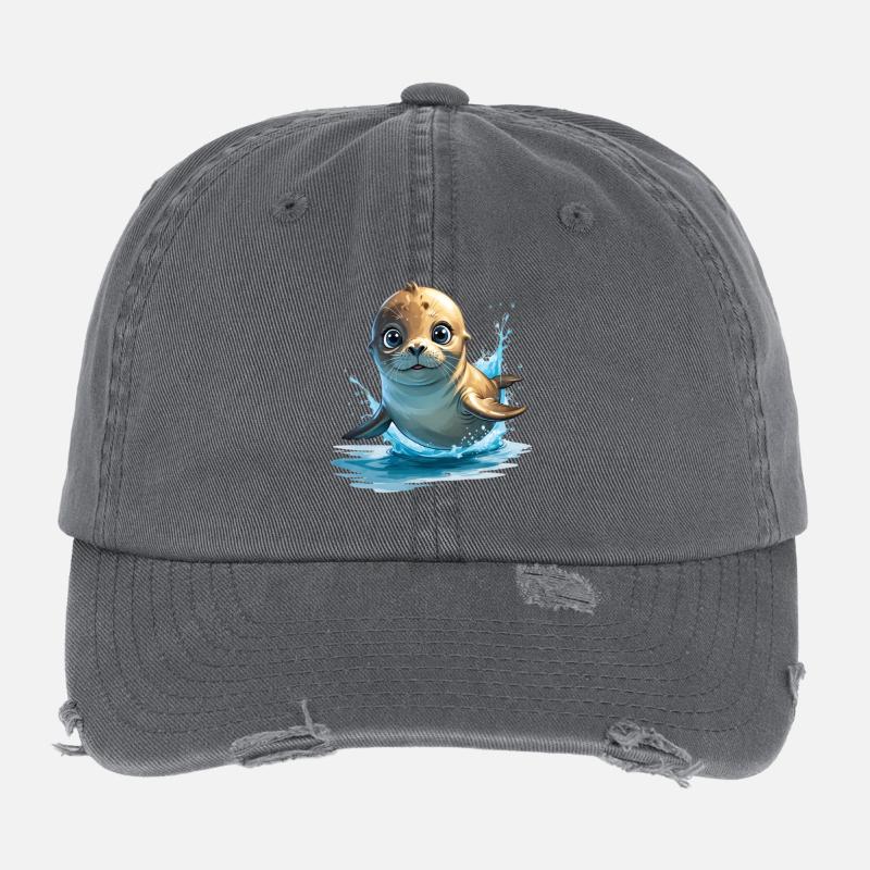 Happy Seal Splash Dance Flexfit Vintage Destroyed Cap