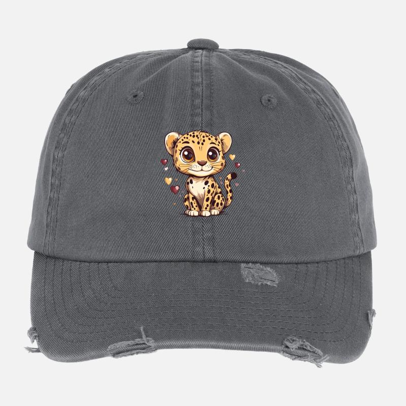 Mignon léopard garçon coeur design Casquette vintage effet usé Flexfit