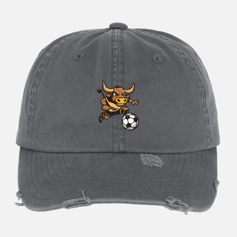 Stier Fußballheld im Sprint Flexfit Vintage Destroyed Cap