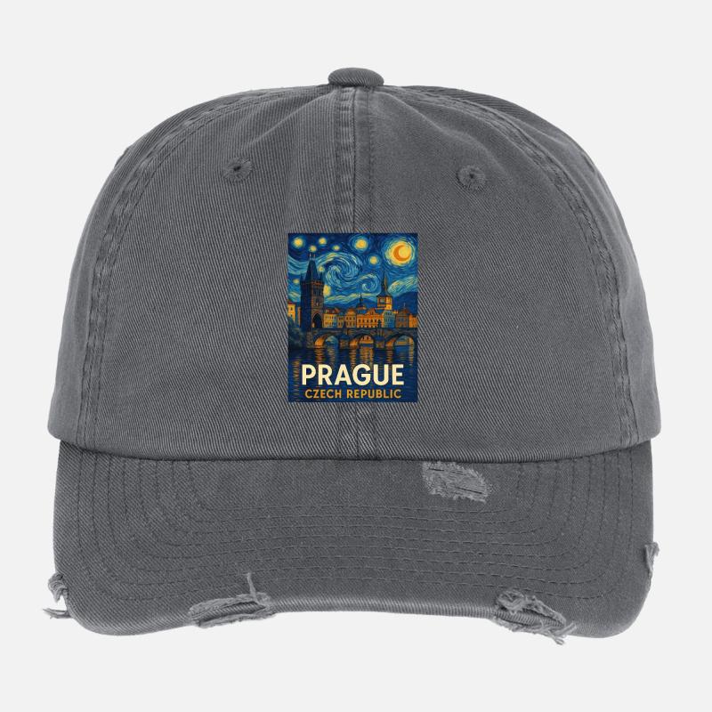 Prag Tschechien Flexfit Vintage Destroyed Cap