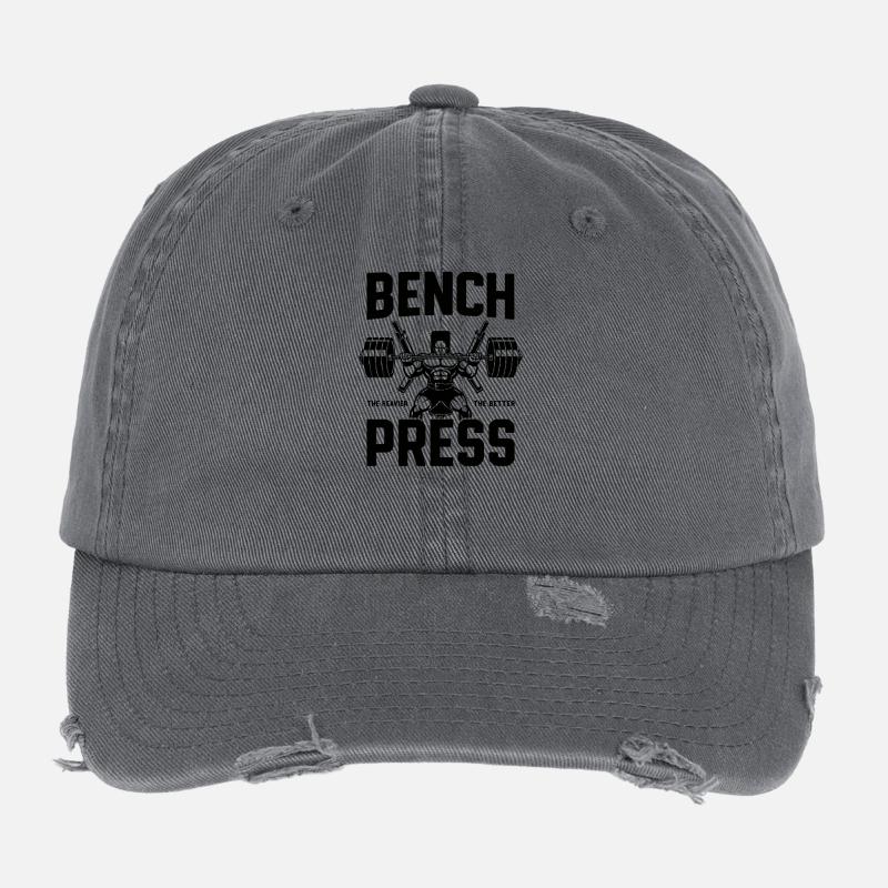 Bench Press Barbell Emblem Flexfit Vintage Destroyed Cap