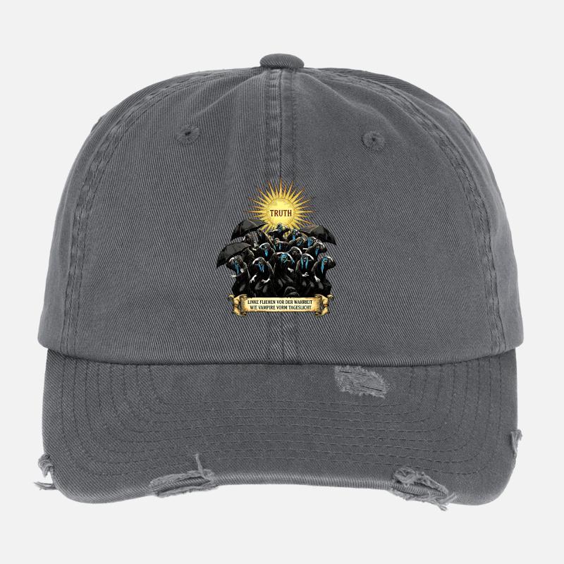 Vampires Avoid the Light Satire Flexfit Vintage Destroyed Cap