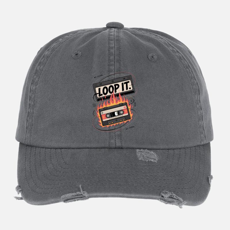 Loop It Flames Cassette Casquette vintage effet usé Flexfit
