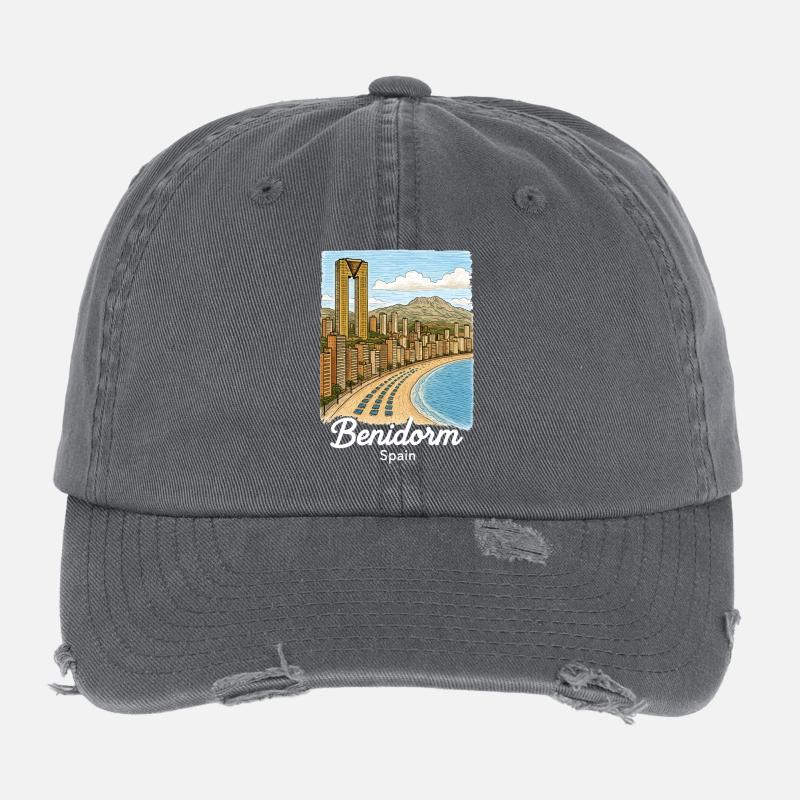 Benidorm, Espagne Casquette vintage effet usé Flexfit