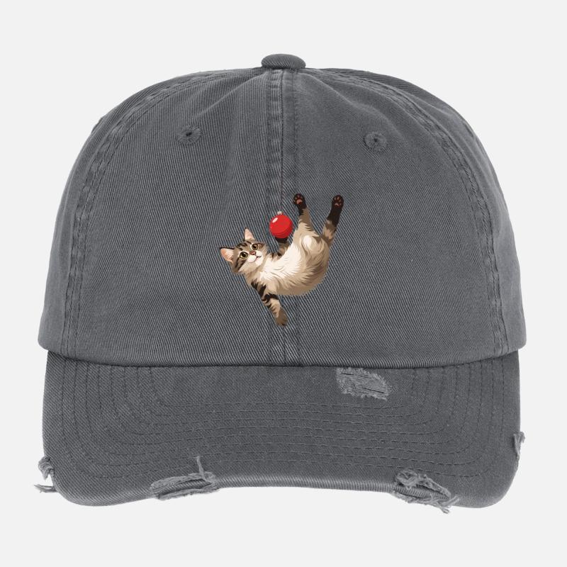 Cat acrobat ball game Flexfit Vintage Destroyed Cap