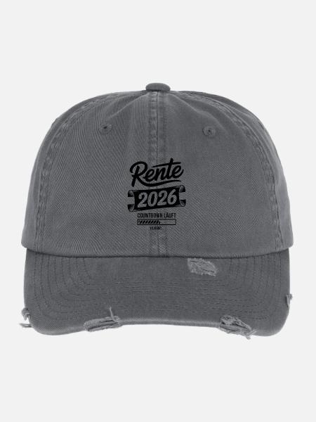 Rente 2026 Countdown Grafik - Flexfit Vintage Destroyed Cap - Dunkelgrau - Vorne