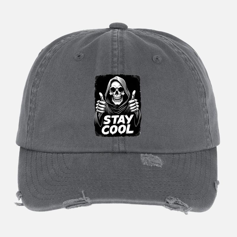 Stay Cool Grim Reaper Skull Flexfit Vintage Destroyed Cap