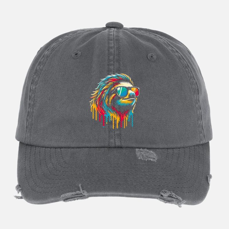 Sloth Sloth Art Lazy Sloth Fan Flexfit Vintage Destroyed Cap
