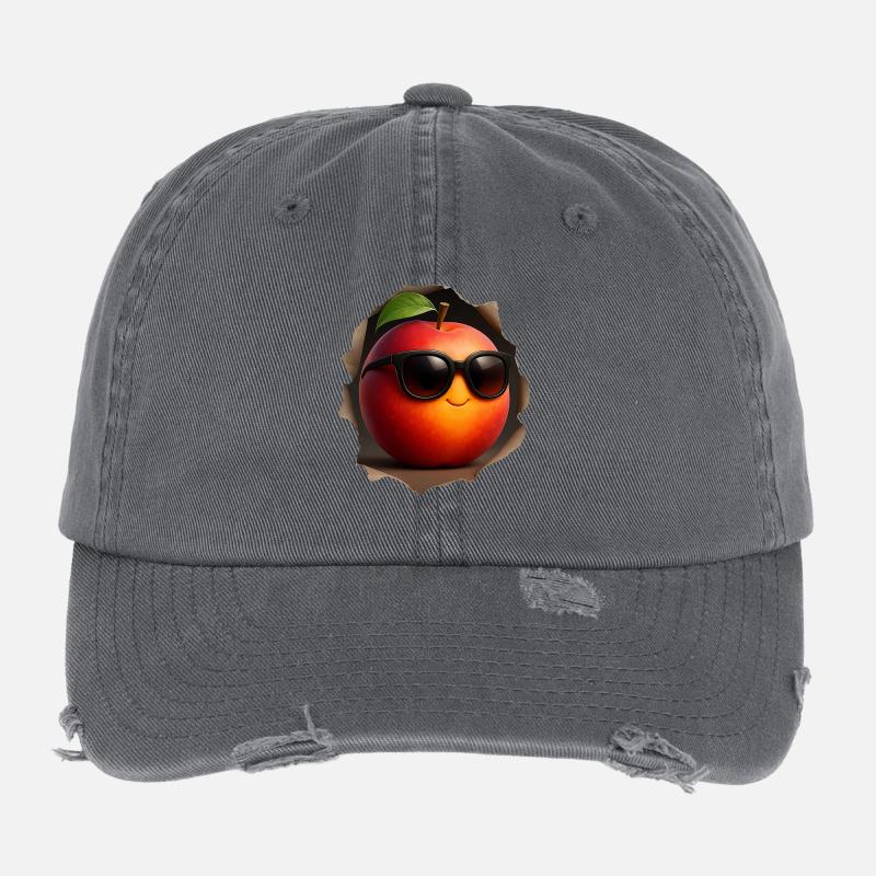 Pêche Fruit Nectarine Casquette vintage effet usé Flexfit