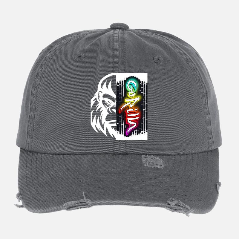 Neon Graffiti Text on Brick Flexfit Vintage Destroyed Cap
