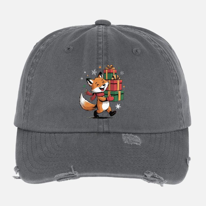 Fuchs mit Weihnachtsgeschenken Flexfit Vintage Destroyed Cap