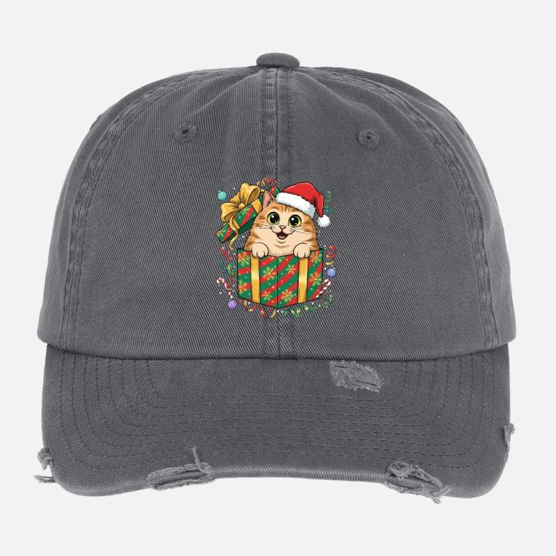 Kätzchen im Weihnachtsgeschenk Flexfit Vintage Destroyed Cap