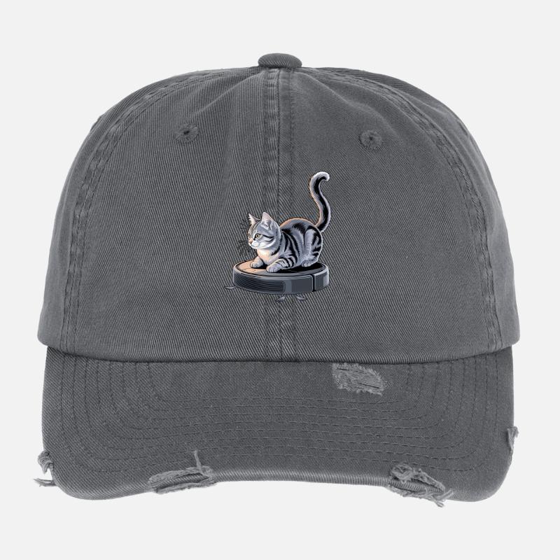 Süße Katze Saugroboter Staubsauger Flexfit Vintage Destroyed Cap