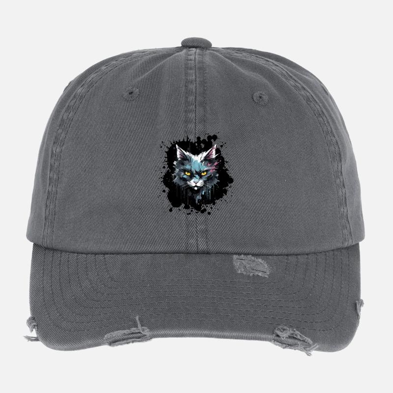 Tête de chat néon Splash Casquette vintage effet usé Flexfit