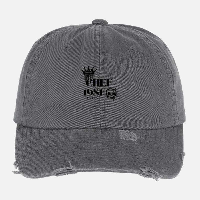 Chef Edition 1981 44 Birthday Saying Flexfit Vintage Destroyed Cap