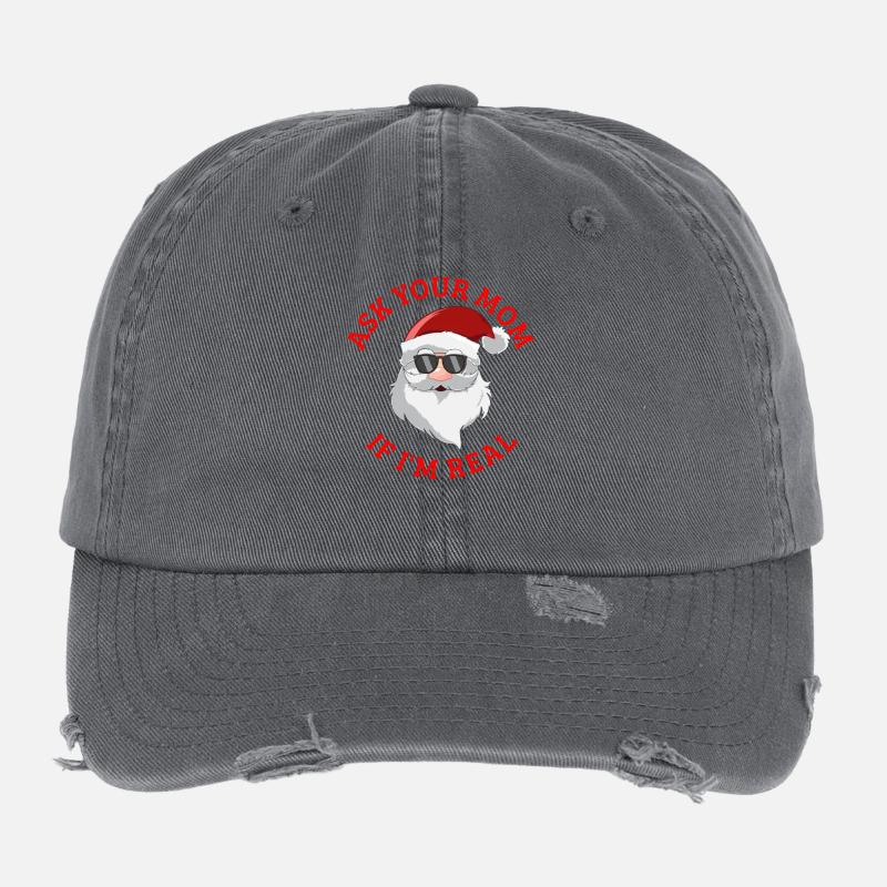 Frag deine Mutter, ob ich der echte Weihnachtsmann Flexfit Vintage Destroyed Cap