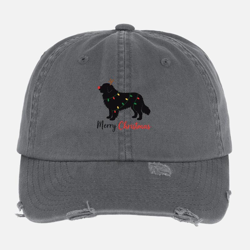 Great Pyrenees Christmas Winter Animals Dogs Flexfit Vintage Destroyed Cap