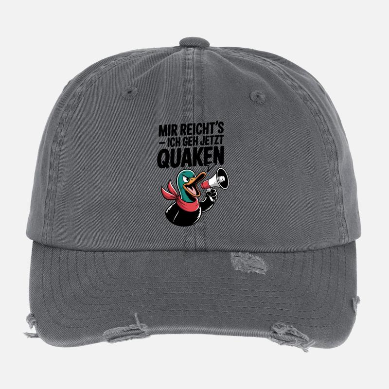 Genervte Ente mit Megafon und Spruch Flexfit Vintage Destroyed Cap