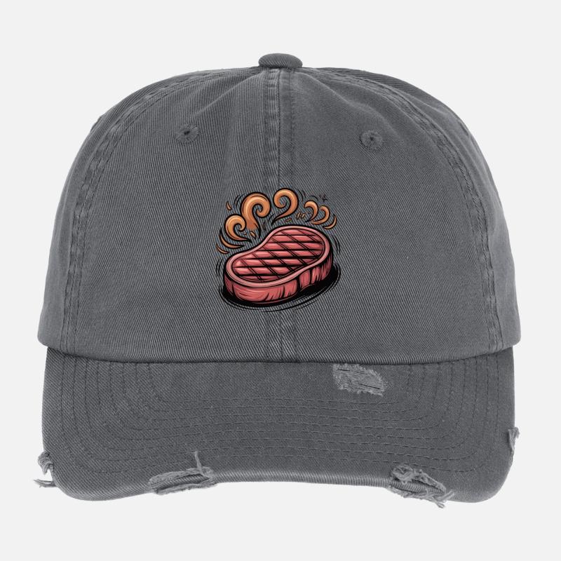 Illustration de steak grillé Casquette vintage effet usé Flexfit