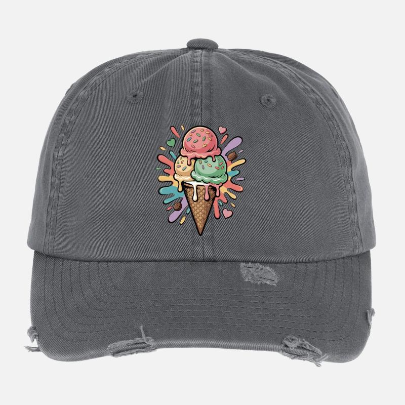 Bunte Eiscreme Explosion Flexfit Vintage Destroyed Cap