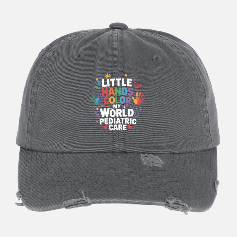 Small hands colorful care world Flexfit Vintage Destroyed Cap