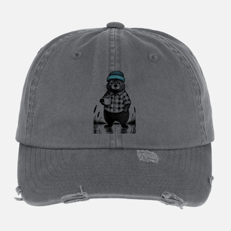 Moody Bieber with coffee Flexfit Vintage Destroyed Cap