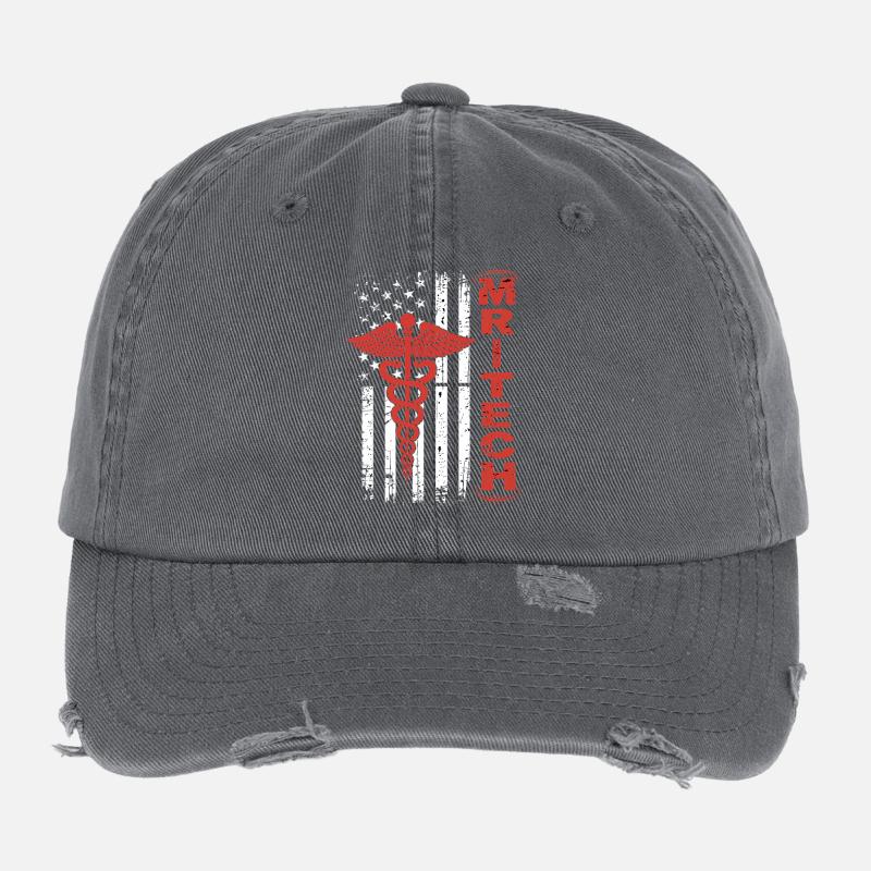 Rote MedTech Caduceus Flagge Flexfit Vintage Destroyed Cap