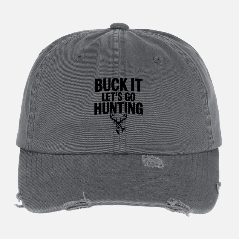 Buck It Let's Go Hunting Flexfit Vintage Destroyed Cap