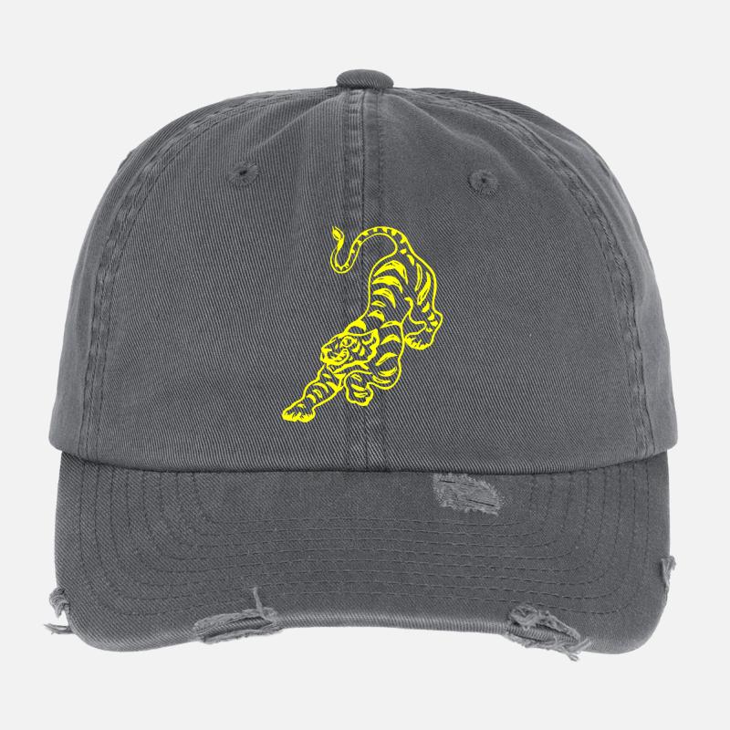 Chinesisches Tigermuster Flexfit Vintage Destroyed Cap