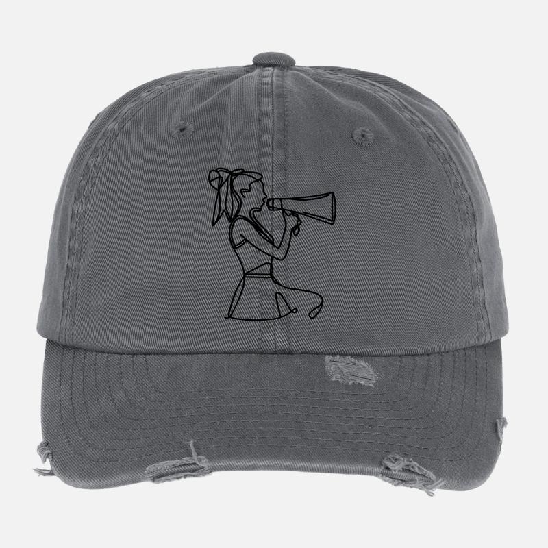 Cheerleader Drawing Flexfit Vintage Destroyed Cap