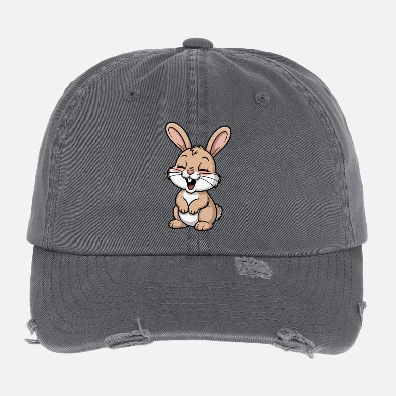 Fröhlicher Hoppelhase Lachendes Design Flexfit Vintage Destroyed Cap