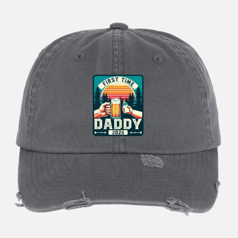 Dad 2026, Expecting Dad, Future Father Flexfit Vintage Destroyed Cap