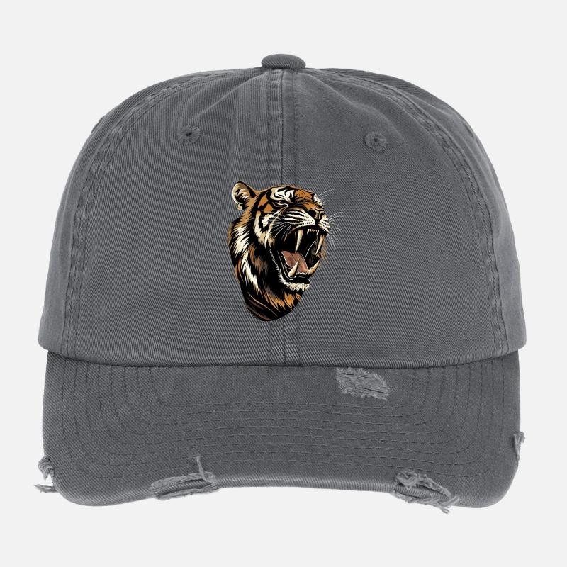 Saber-toothed tiger Smilodon Big cat Sabertooth tiger Flexfit Vintage Destroyed Cap
