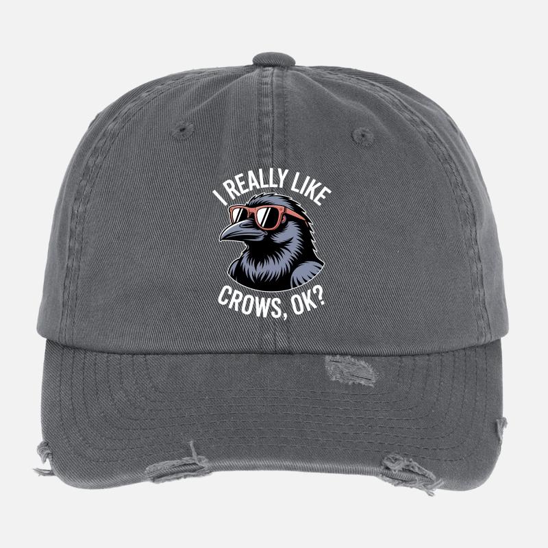 Krähen Spruch Krähe Lustiges Krähen Geschenk Flexfit Vintage Destroyed Cap