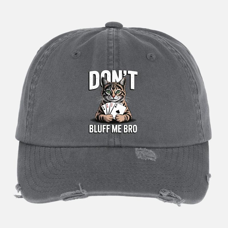 Poker Cat - Don't Bluff Me Bro Flexfit Vintage Destroyed Cap