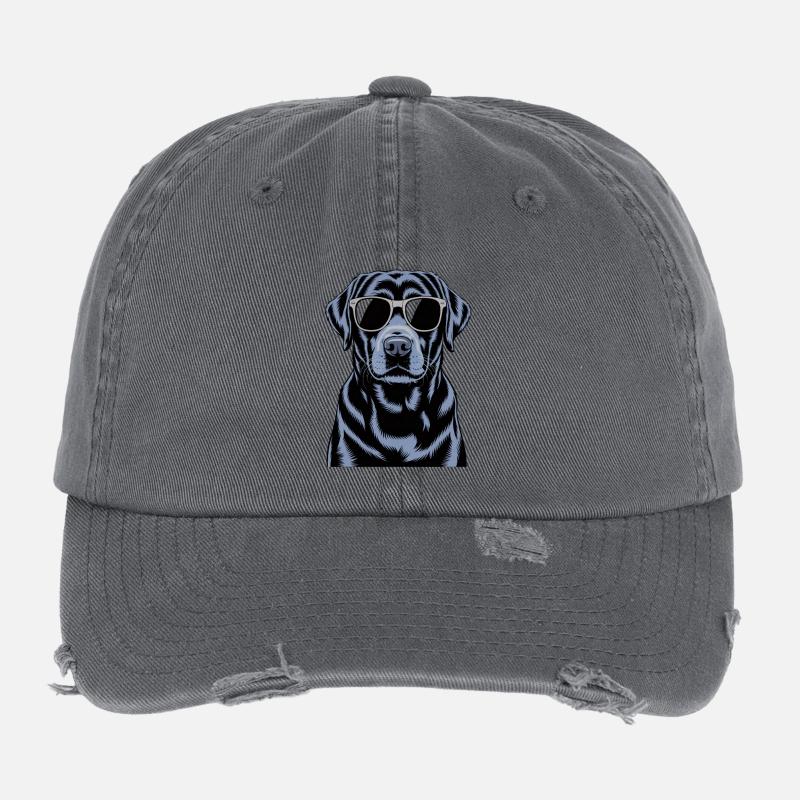 Schwarzer Labrador  Flexfit Vintage Destroyed Cap