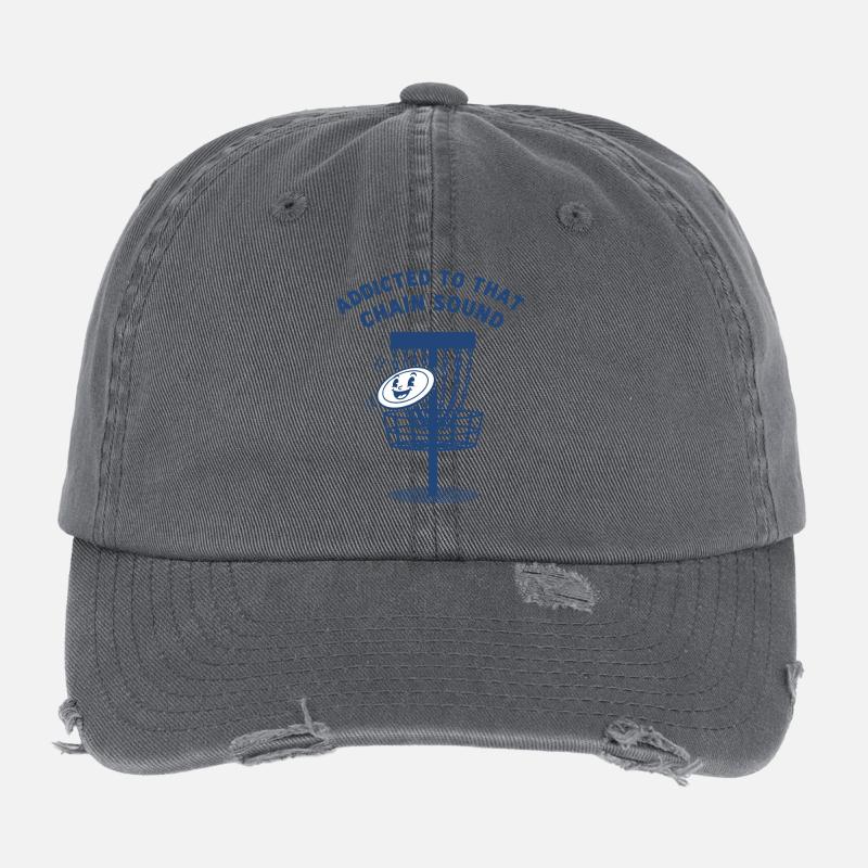 Addicted To That Chain Sound Disc Golf Flying Disc Flexfit Vintage Destroyed Cap