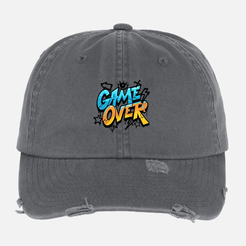 Game Over Graffiti Néon Casquette vintage effet usé Flexfit