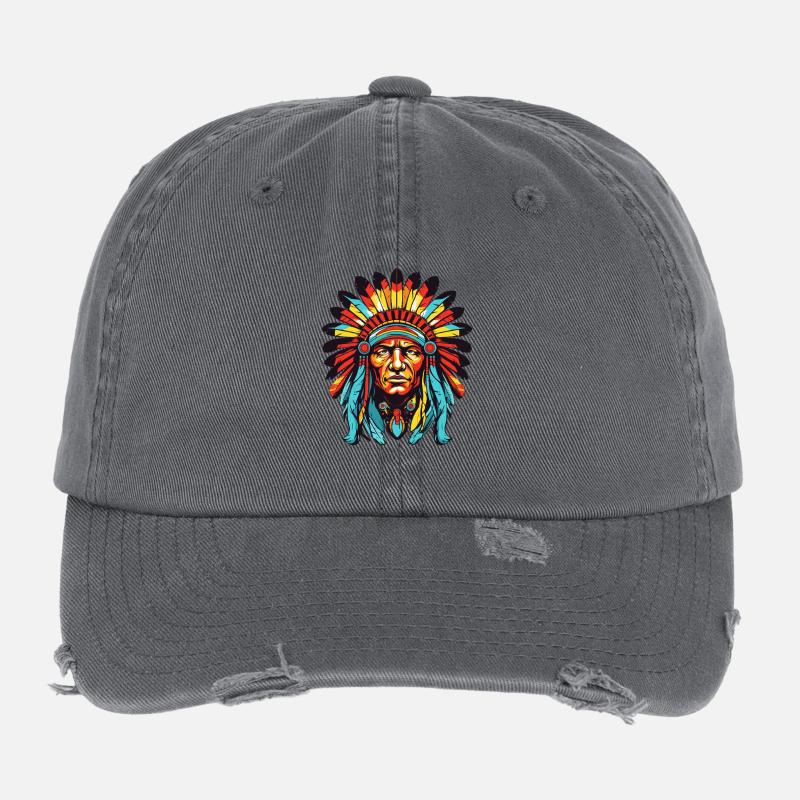 Indianer Häuptling Comic Flexfit Vintage Destroyed Cap