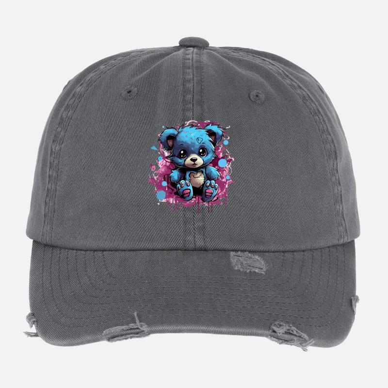 Blue Cuddly Bear Graffiti Pop Casquette vintage effet usé Flexfit