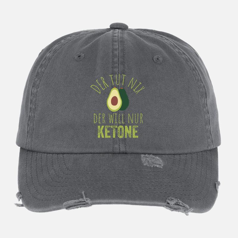 Avocado Keto Spruchbild Flexfit Vintage Destroyed Cap
