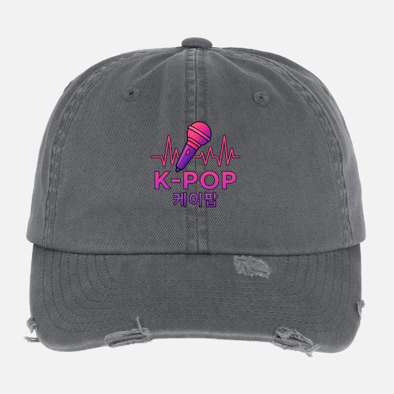 K Pop Korean Flexfit Vintage Destroyed Cap