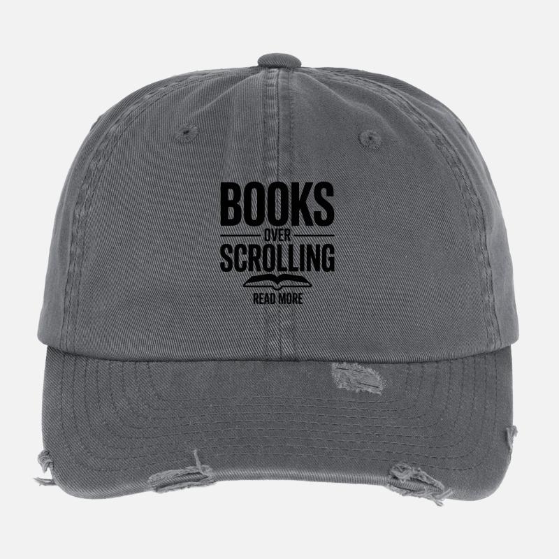 Books Over Scrolling Read More Lesen Flexfit Vintage Destroyed Cap