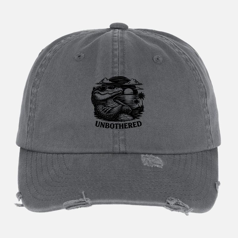 Unbothered Crocodile Retro Funny Shirt Flexfit Vintage Destroyed Cap
