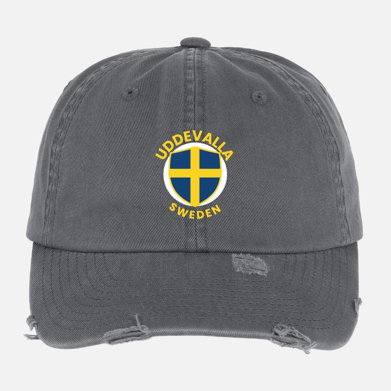 Conception du bouclier Uddevalla Suède Casquette vintage effet usé Flexfit