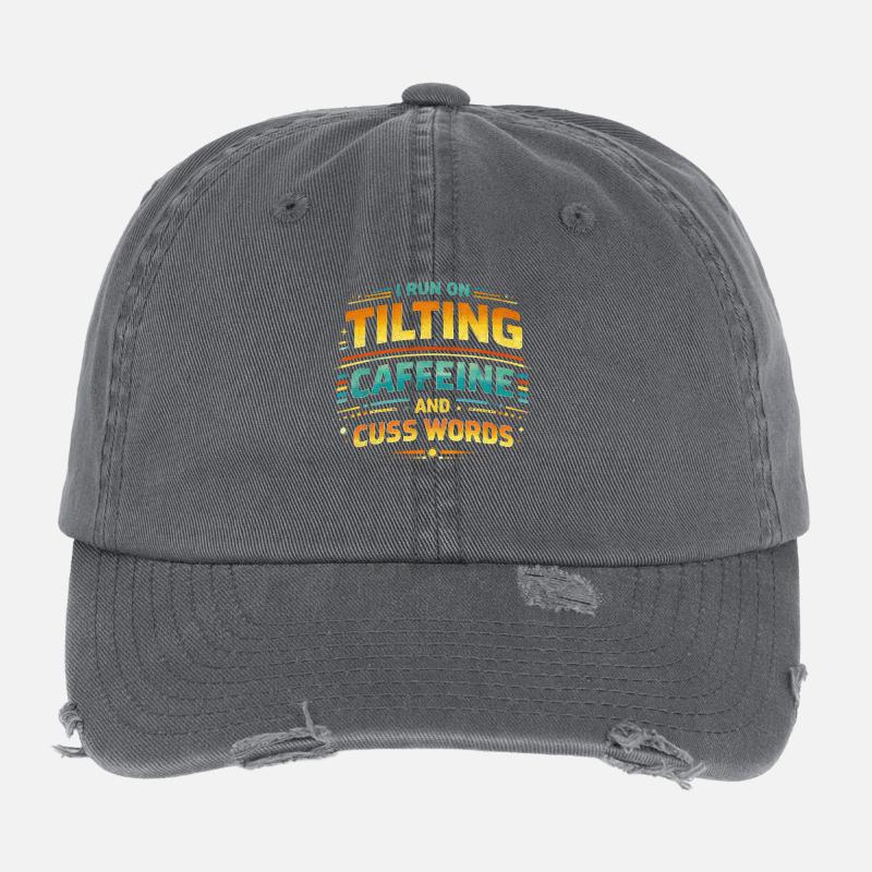 Pinball Pinball Player Tilting Caffeine Cuss Words Flexfit Vintage Destroyed Cap