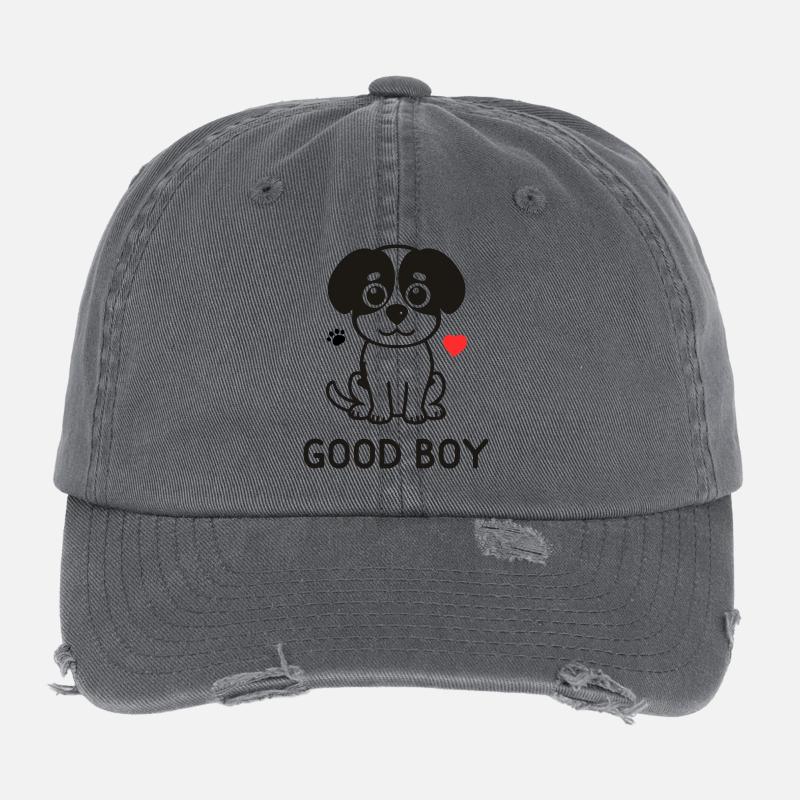 Good Boy – Süßes Hunde Motiv Flexfit Vintage Destroyed Cap