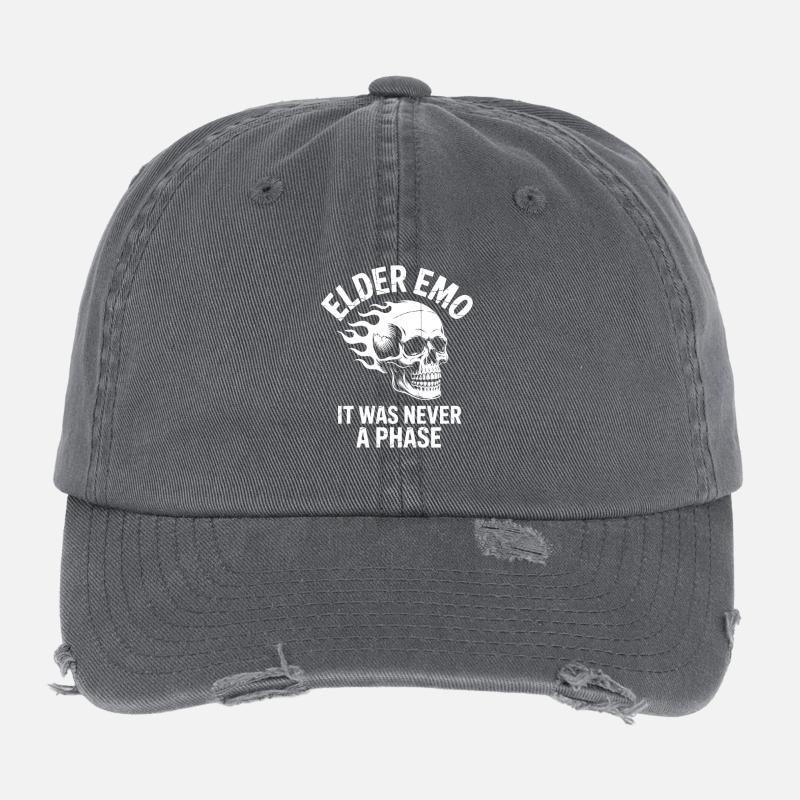 Elder Emo: It Was Never a Phase Flexfit Vintage Destroyed Cap