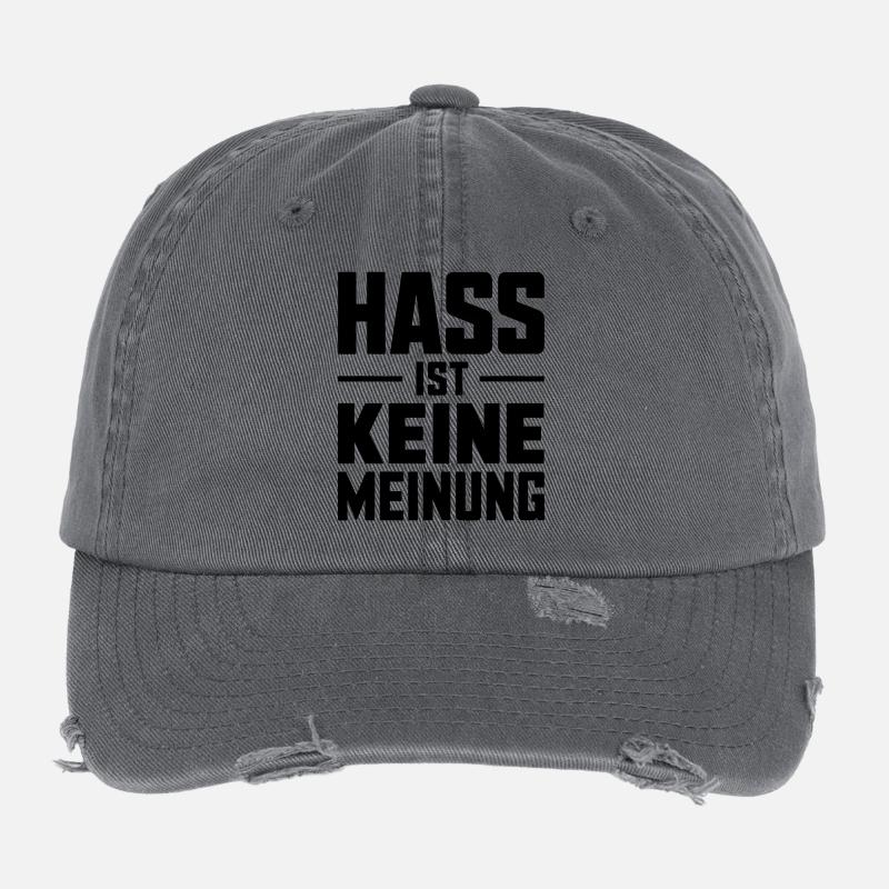 Hate is not an opinion - Antifa Tee - Flexfit Vintage Destroyed Cap - dark grey